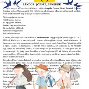 Sándor, József, Benedek napja